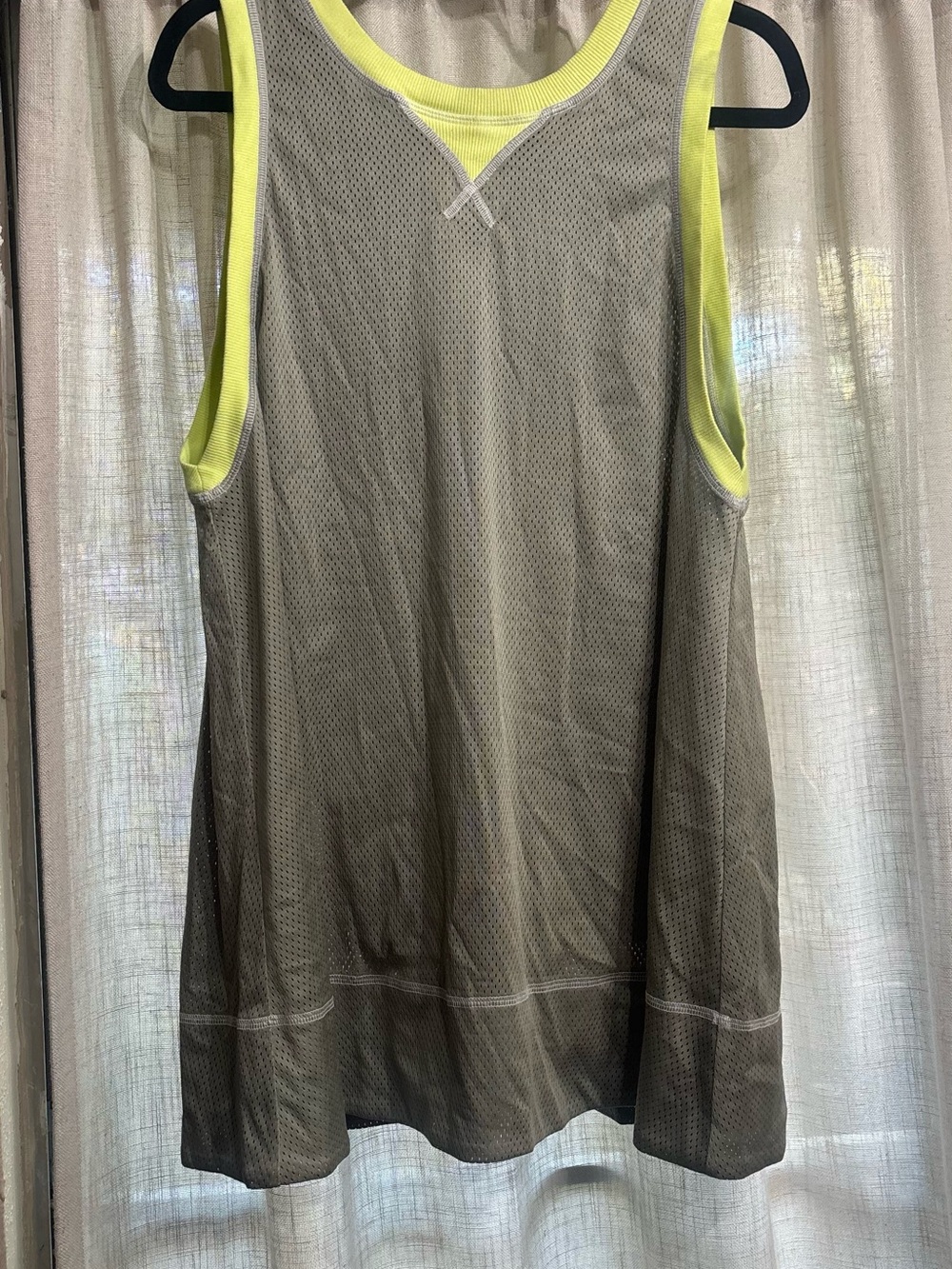 FP Movement by Free People Gray Mesh Tank with Neon Yellow Trim